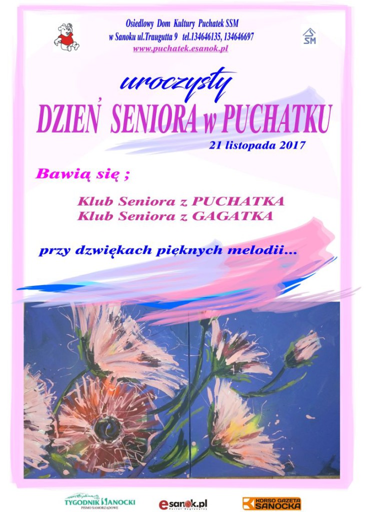 afisz  Seniorzy 2017 z kwiatkami tło docelowo