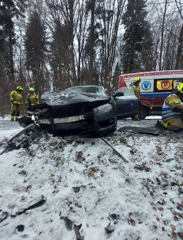 Kolizja drogowa w Bieszczadach. Jedna osoba poszkodowana
