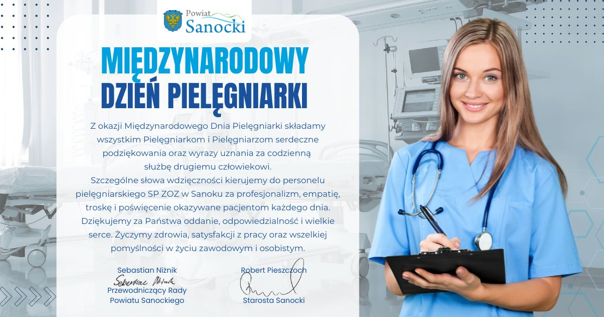 Święto pielęgniarek i pielęgniarzy. Wyjątkowe życzenia od Powiatu Sanockiego