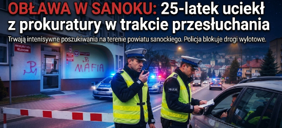 Obława w SANOKU: 25-latek uciekł z prokuratury w trakcie przesłuchania