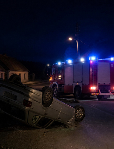 Nocna akcja służb w Besku. Samochód wywrócony na dach