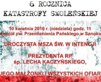 DZISIAJ: 6. rocznica Katastrofy Smoleńskiej. Uroczysta Msza św. w Sanoku (transmisja na żywo)