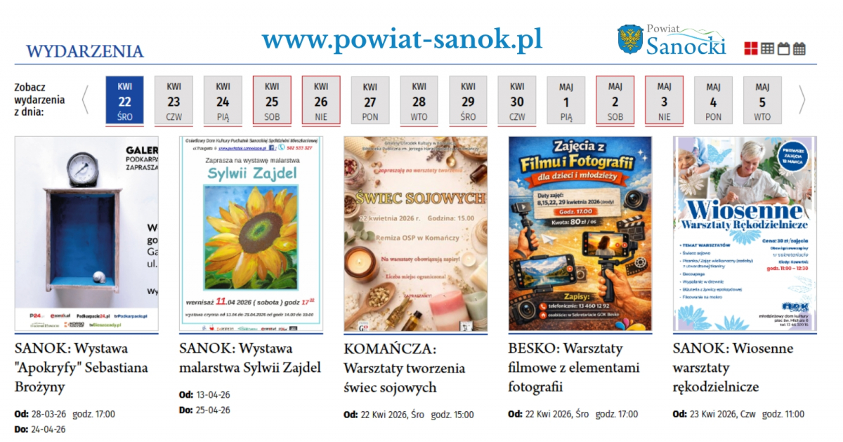 Co dzieje się w regionie? Sprawdź kalendarz wydarzeń Powiatu Sanockiego i wypromuj swoją imprezę!