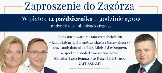 DZISIAJ: Minister Beata Kempa i poseł Piotr Uruski w Zagórzu o godzinie 17.00