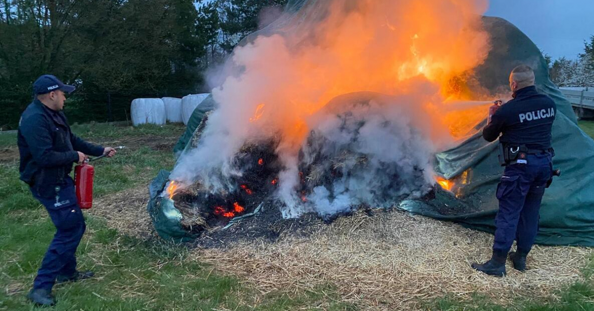 Groźny incydent w Uhercach Mineralnych. Podpalił siano, bo nie wpuścili go do domu
