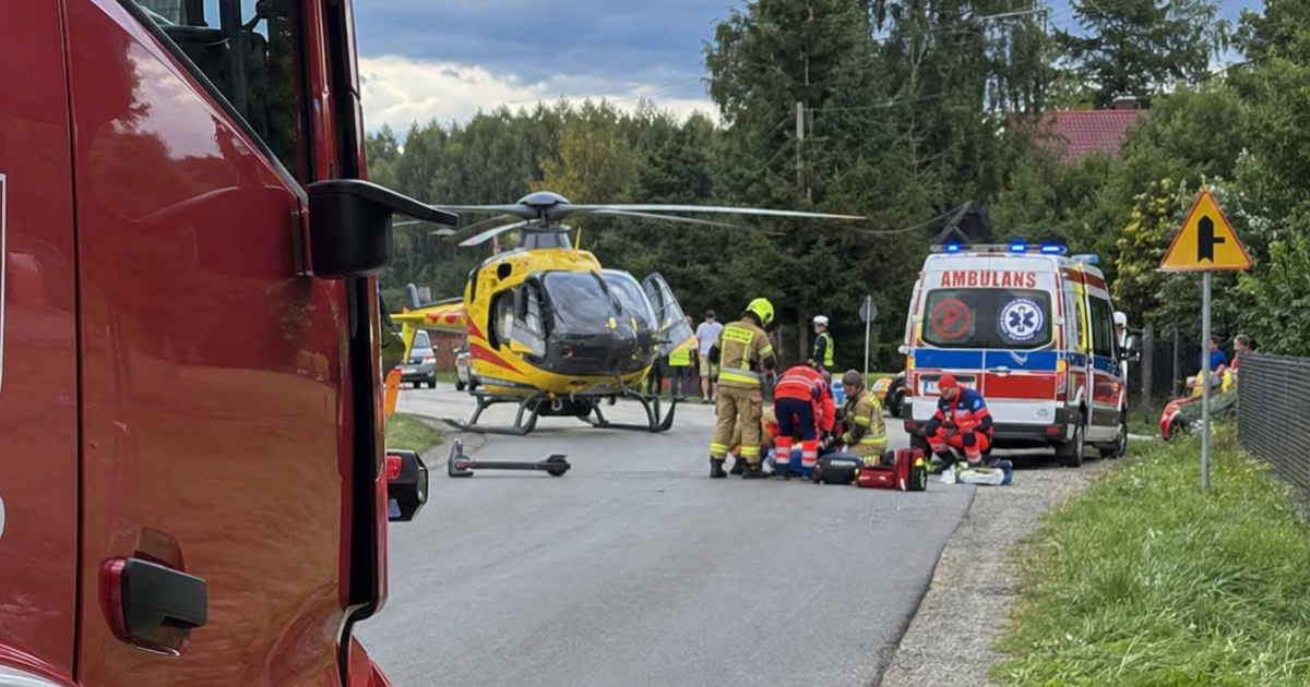 Groźny wypadek na hulajnodze. Interweniował śmigłowiec LPR
