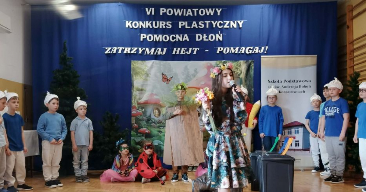 „Zatrzymaj hejt – pomagaj”. Finał VI Powiatowego Konkursu Plastycznego w Kostarowcach