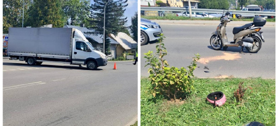 Zderzenie skutera z busem w Brzozowie (ZDJĘCIA)