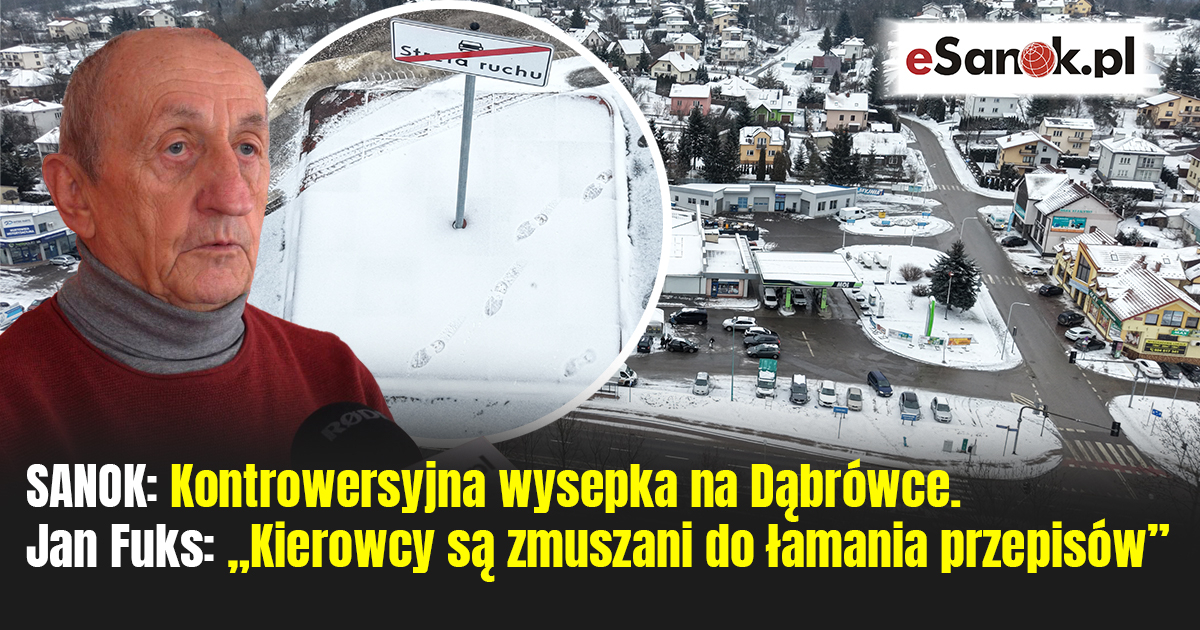 SANOK: Kontrowersyjna wysepka na Dąbrówce. Jan Fuks: „Kierowcy są zmuszani do łamania przepisów” [VIDEO, ZDJĘCIA]
