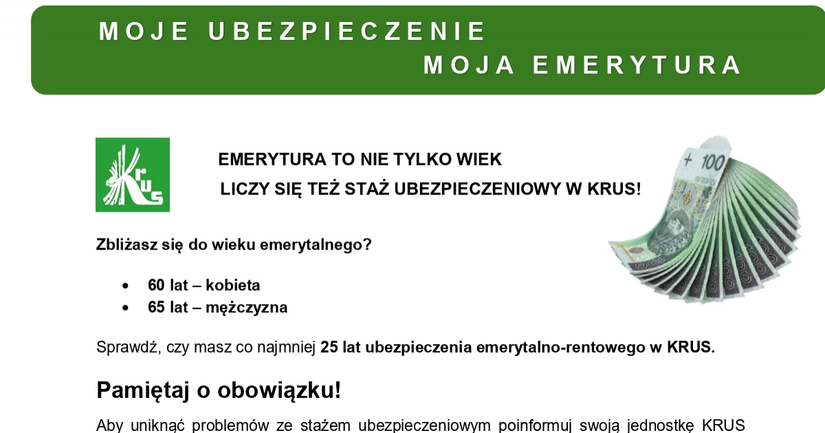 Emerytura rolnicza to nie tylko wiek. KRUS przypomina o kluczowych zasadach i 25-letnim stażu
