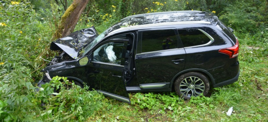 REGION: Zasnął za kierownicą i uderzył w drzewo (FOTO)
