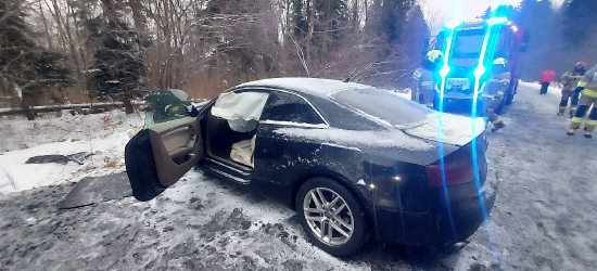 Kolizja drogowa w Bieszczadach. Jedna osoba poszkodowana